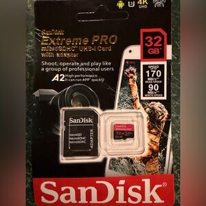 *Never Opened!* SanDisk Extreme PRO 32GB microSDHC UHS-I Card - Black and Red
